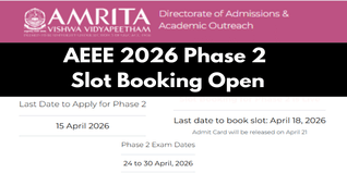 AEEE 2026 Phase 2 Slot Booking Open; Exam Scheduled from April 24